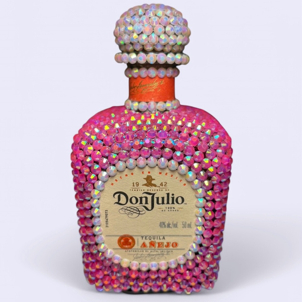 Bedazzled Mini Bling Don Julio 1942 Anejo Tequila Bottle w/ Rhinestones (empty)